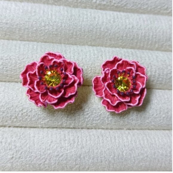 LES NEREIDES Anthropologie  Hand Enamelled Provence Red EARRINGS - Picture 4 of 5